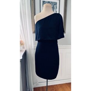 Reiss Cocktail One Shoulder Draped Navy Blue Minimalist Size 2